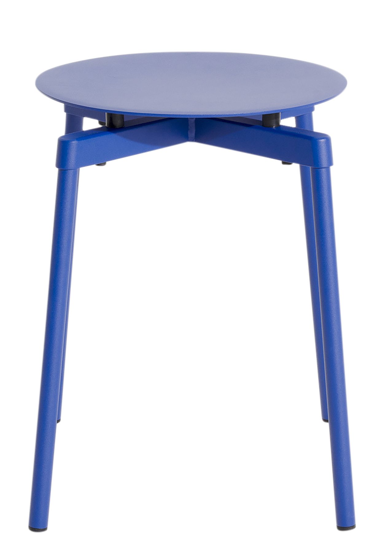 Blauer Fromme Stool Hocker von Petite Friture: Moderner, runder Metallhocker für Wohnzimmer und Büro.