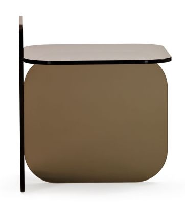 Sol Beistelltisch aus Parsolglas in Bronze, moderner Design-Tisch für Wohnzimmer und Schlafzimmer.