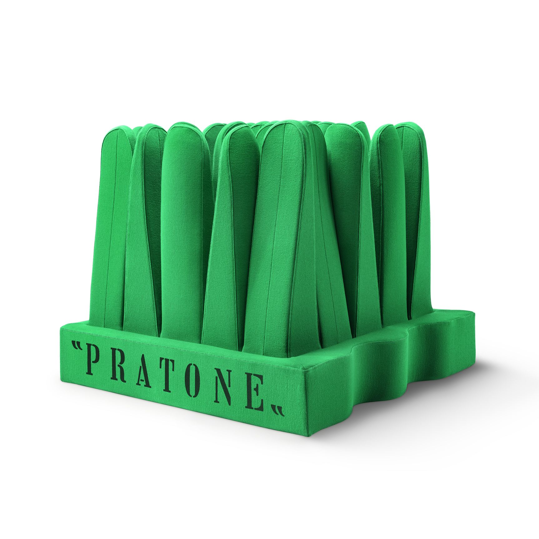 Grüne PRATONE® Forever Sitzlandschaft von Gufram, ein modulares Sofa in Gras-Optik für Wohnzimmer.