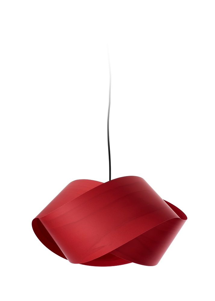 Nut Suspension Pendelleuchte Kabel und Baldachin in schwarz Schirm in Hellrot LZF Lamps