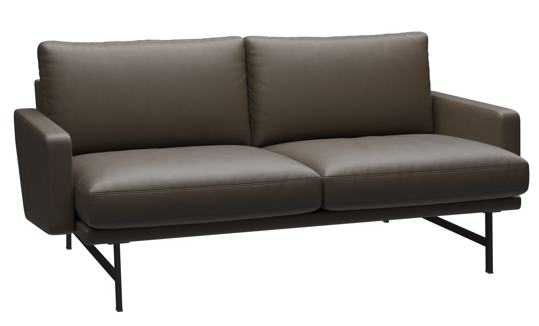 Braunes Lissoni Sofa von Fritz Hansen mit Lederbezug und minimalistischem Design.
