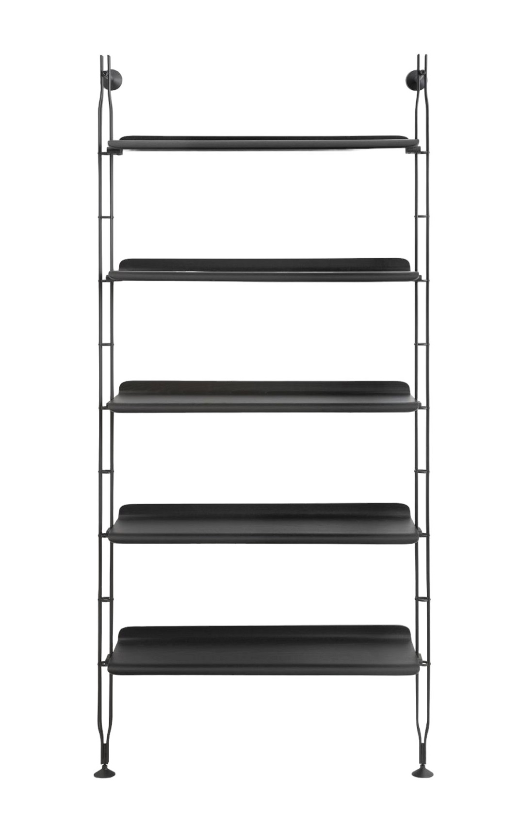 Schwarzes Adam Regal mit fünf Ablagen und zwei Regalstehern aus Esche von Kartell.