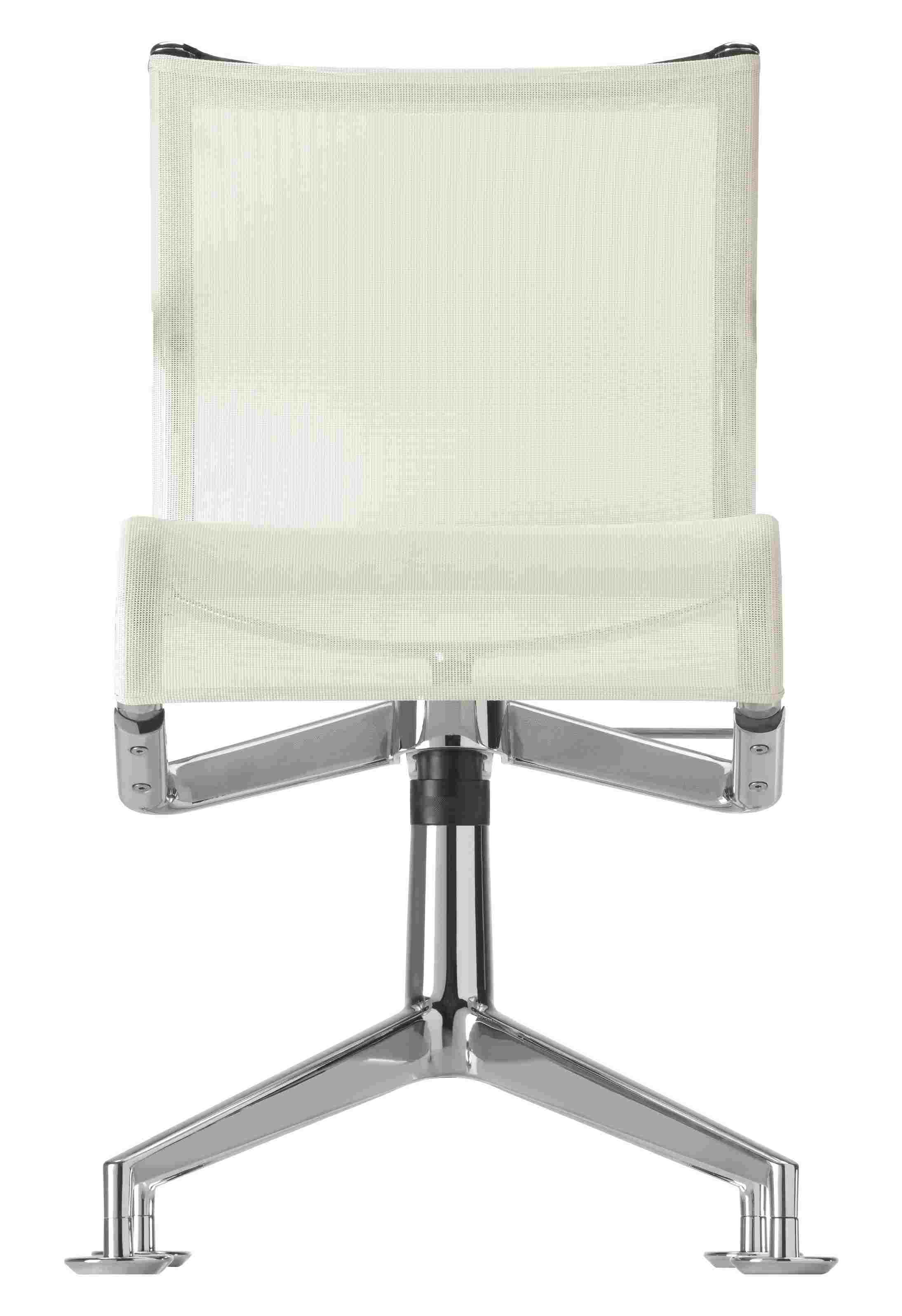 Meetingframe Bürostuhl: Detailansicht der Rückenlehne und des verchromten Fußkreuzes. Ergonomischer Drehstuhl für Büro und Homeoffice.