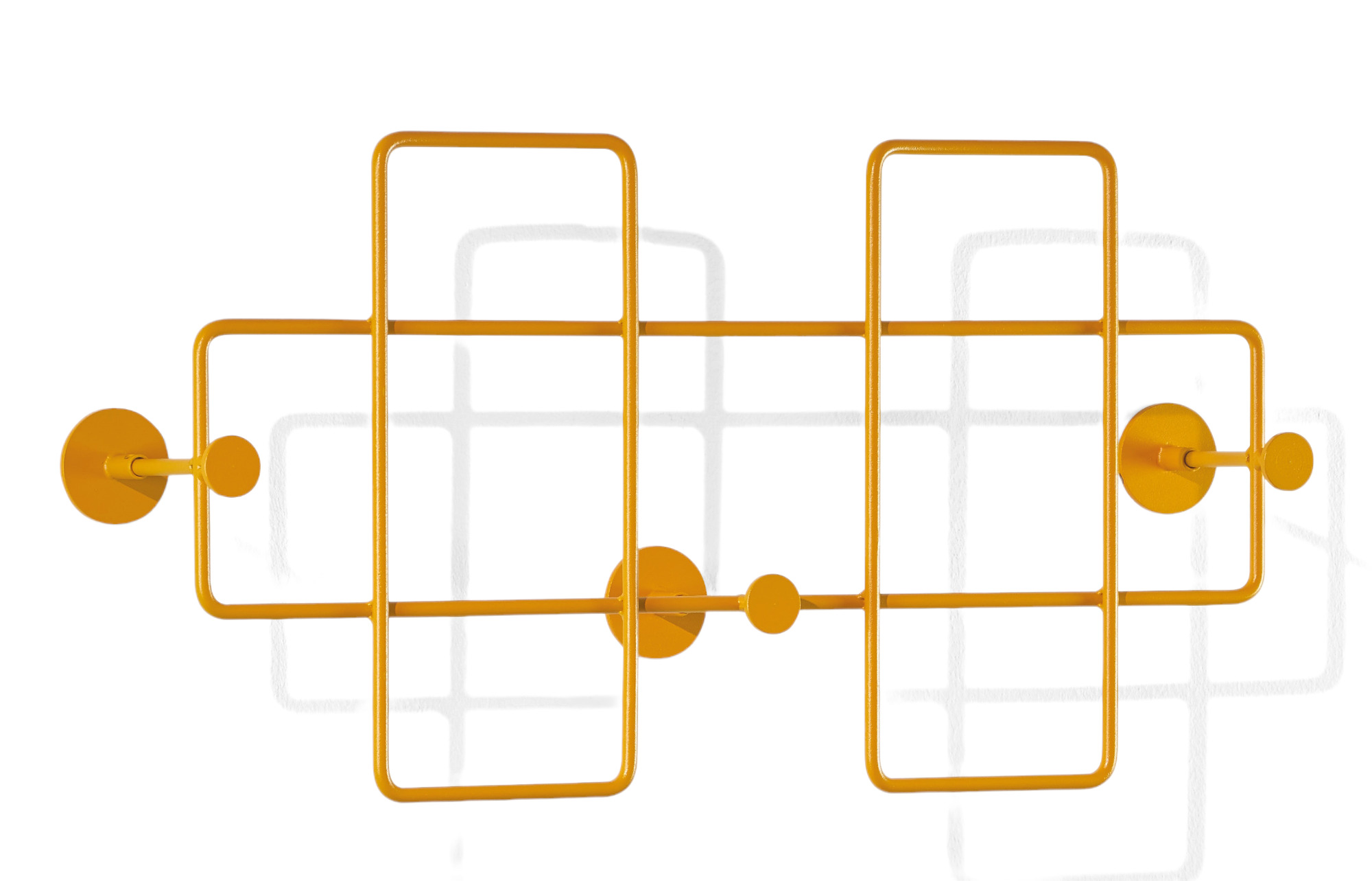 Gelbe Bazar Wandgarderobe von Richard Lampert, moderne Design Garderobe aus Metall für Flur und Eingangsbereich.