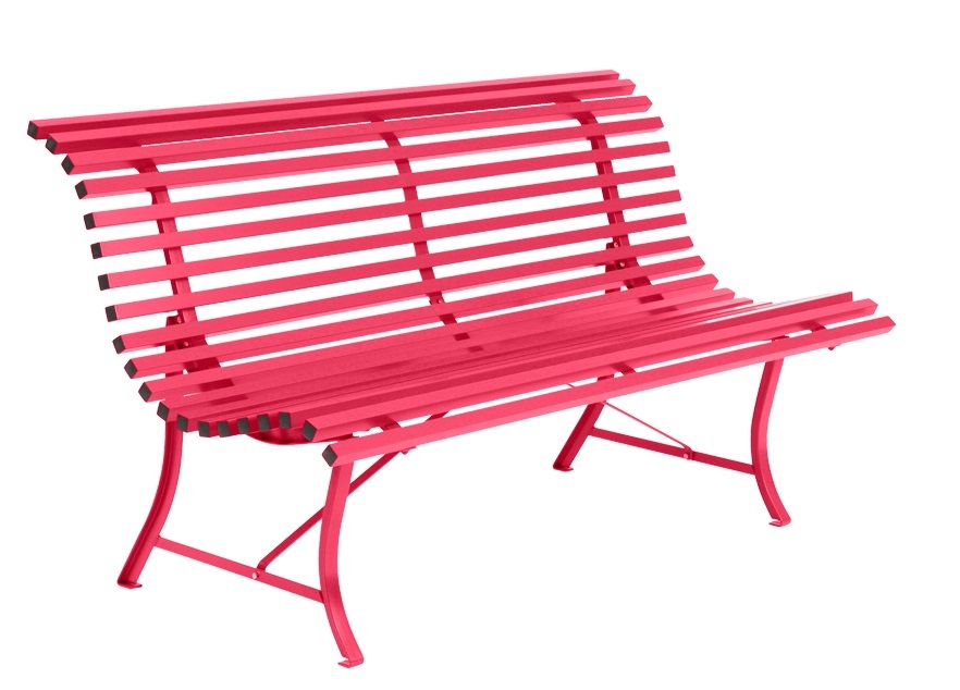 Louisiane Gartenbank von Fermob in Pink: Outdoor Sitzbank aus Metall für Garten und Terrasse.