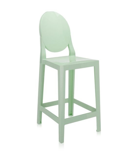 Heller, mintfarbener "One More" Barhocker von Kartell, modernes Design für Küche und Bar.