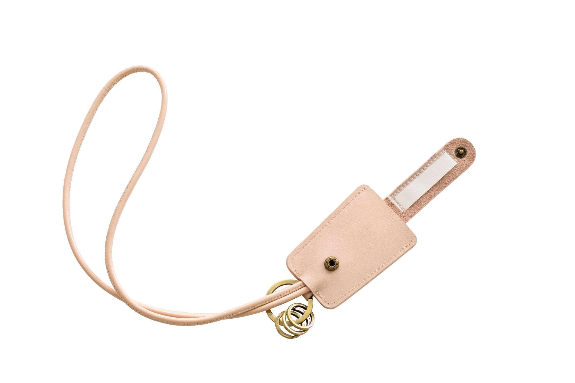 Rosa Kreafunk cCHAIN Schlüsselanhänger mit USB-Kabel, Lederoptik und goldenen Schlüsselringen. Praktisches Accessoire für unterwegs.