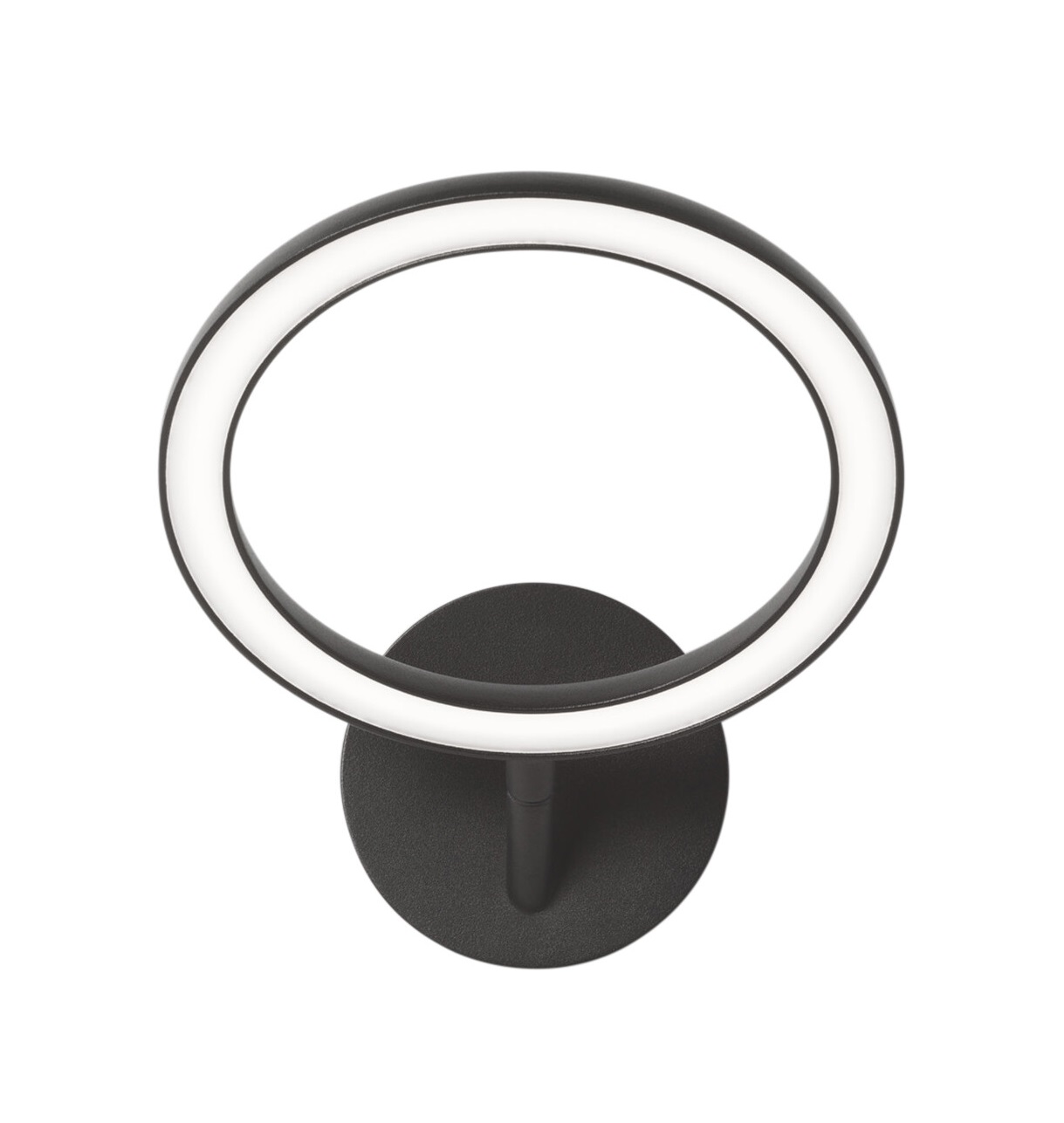 Echo Wall Wandleuchte Japth: Moderne, schwarze LED-Wandlampe in Ringform für indirekte Beleuchtung.