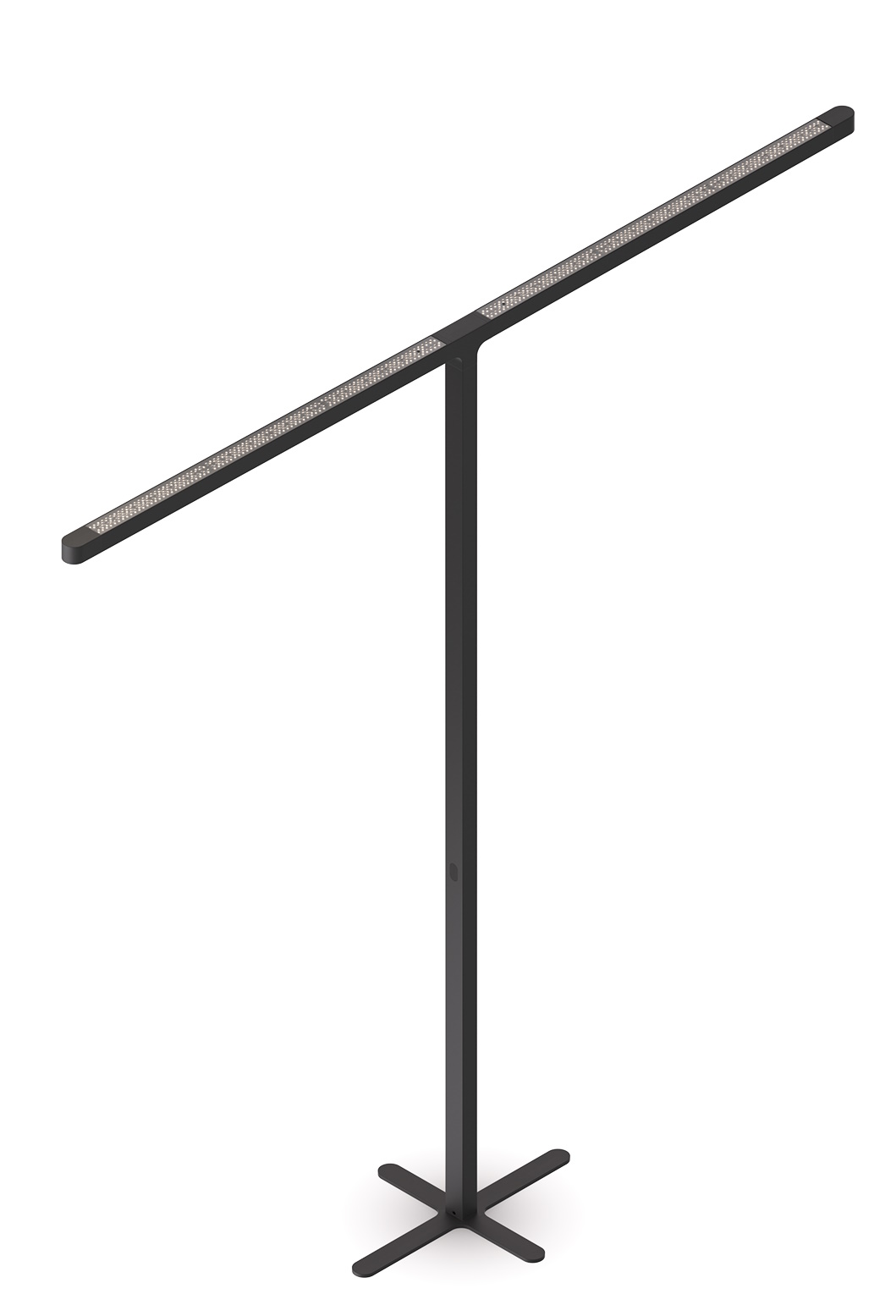 Team Cowork Stehleuchte in Grau: Moderne LED-Stehlampe für Büro und Arbeitszimmer mit X-förmigem Fuß.