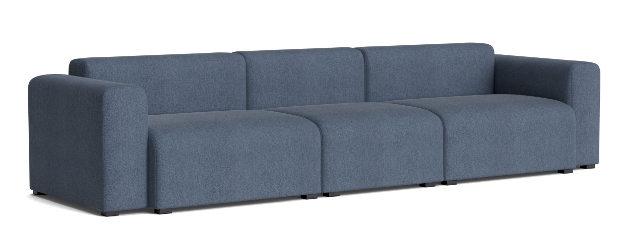 Mags Sofa 3-Sitzer Combination 1 Low Armrest Hay Stoff Turf Blau grau