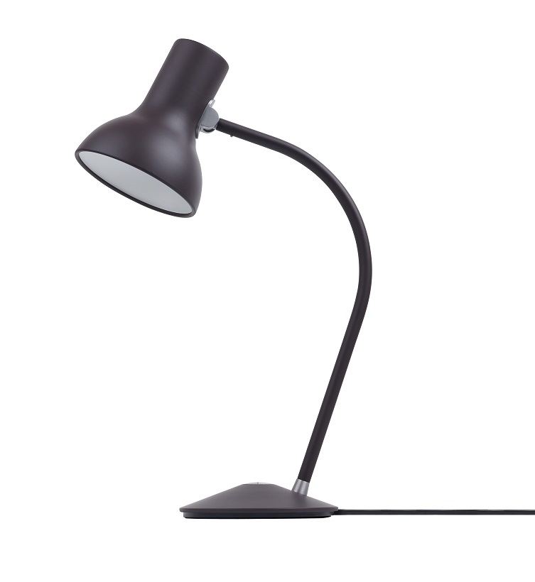 Anglepoise Type 75 Mini Tischleuchte in dunkler Ausführung, flexible Schreibtischlampe für Büro und Zuhause.