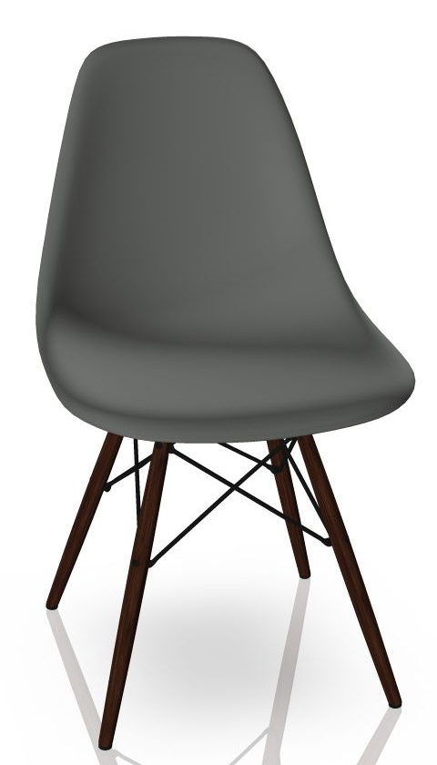 Eames Plastic Side Chair DSW Stuhl in Granitgrau mit Ahorn-Holzbeinen von Vitra.