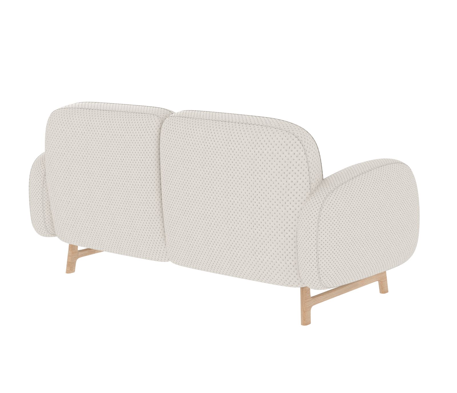 Rückansicht des Hartô Auguste Sofas, ein cremefarbenes 2-Sitzer Sofa mit Holzbeinen.