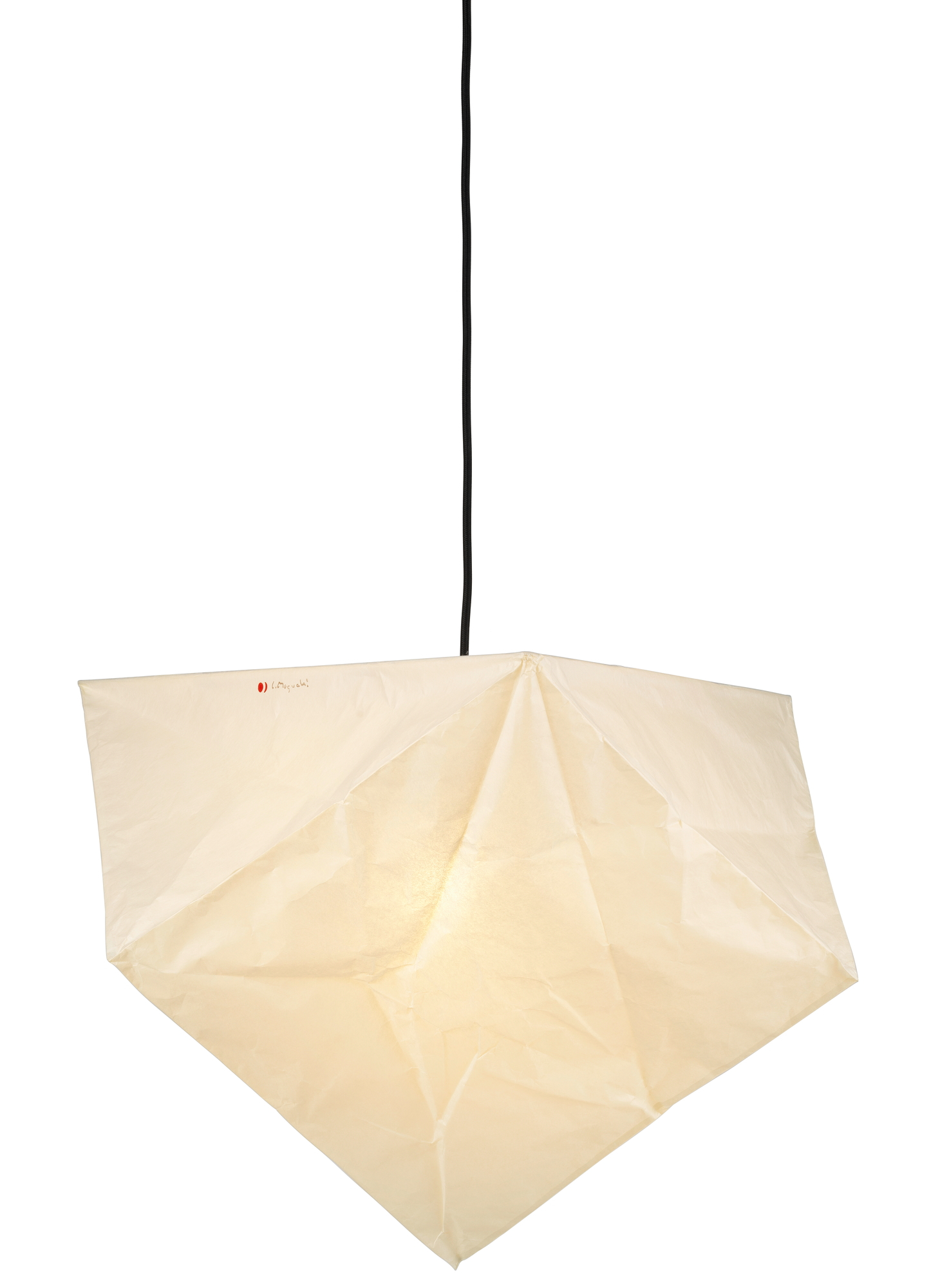 Nahaufnahme der Akari Pendelleuchte YP1 von Vitra, eine moderne Papierlampe für Wohnräume.