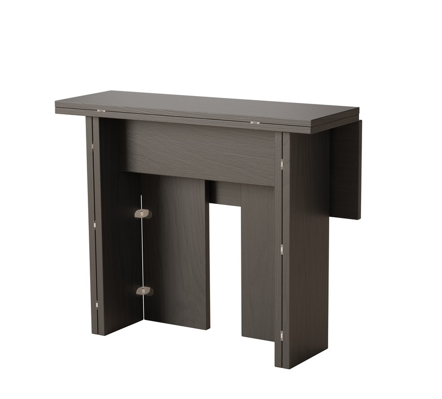 Grauer Klapptisch von Design House Stockholm, teilweise ausgeklappt, ideal für kleine Räume.