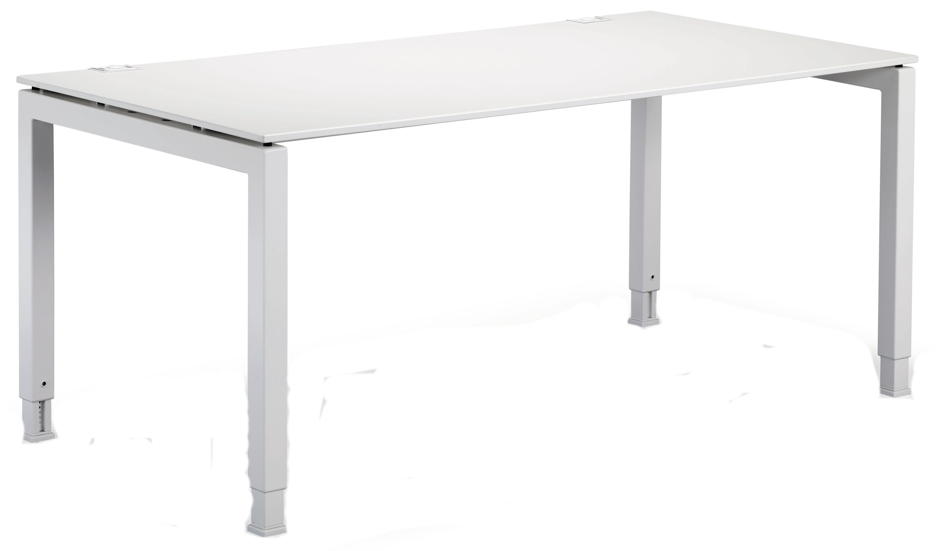 Weißer Basic 4 Schreibtisch von König+Neurath, höhenverstellbar, für ergonomisches Arbeiten im Büro oder Homeoffice.