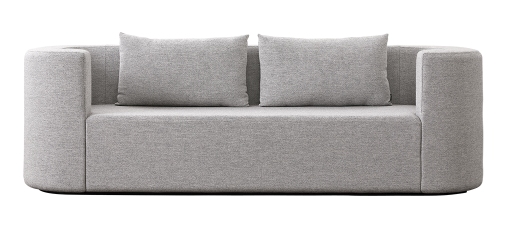 VP168 Verpan 3-Sitzer Sofa in Grau mit zwei Kissen, modernes Design für Wohnzimmer.