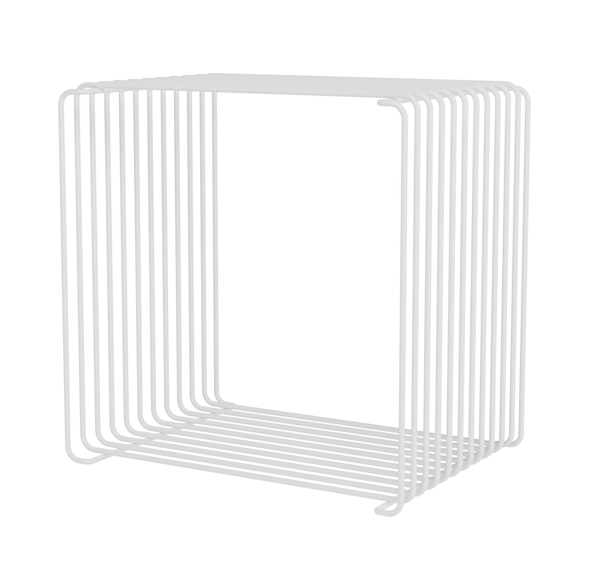 Weißes Panton Wire Cube Drahtregal von Montana, einzelner Modul zur Wandmontage oder als Beistelltisch.