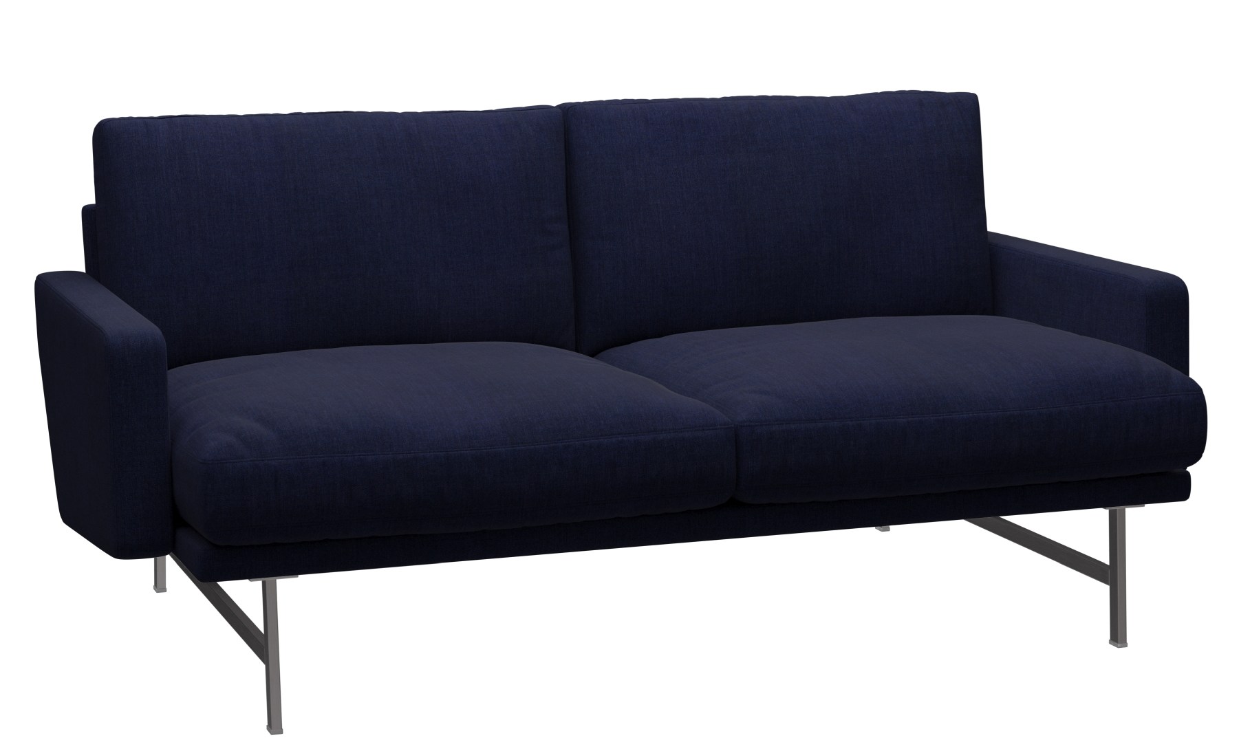 Blaues Lissoni Sofa von Fritz Hansen mit minimalistischem Design und Metallbeinen. Modernes Wohnzimmer Möbel.