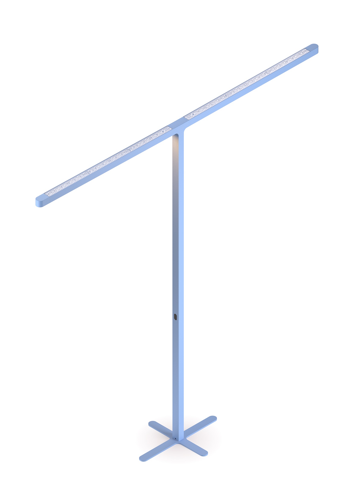 Team Cowork Stehleuchte in Grau: Moderne LED-Büroleuchte mit T-förmigem Design und Kreuzfuß für optimales Arbeitslicht.