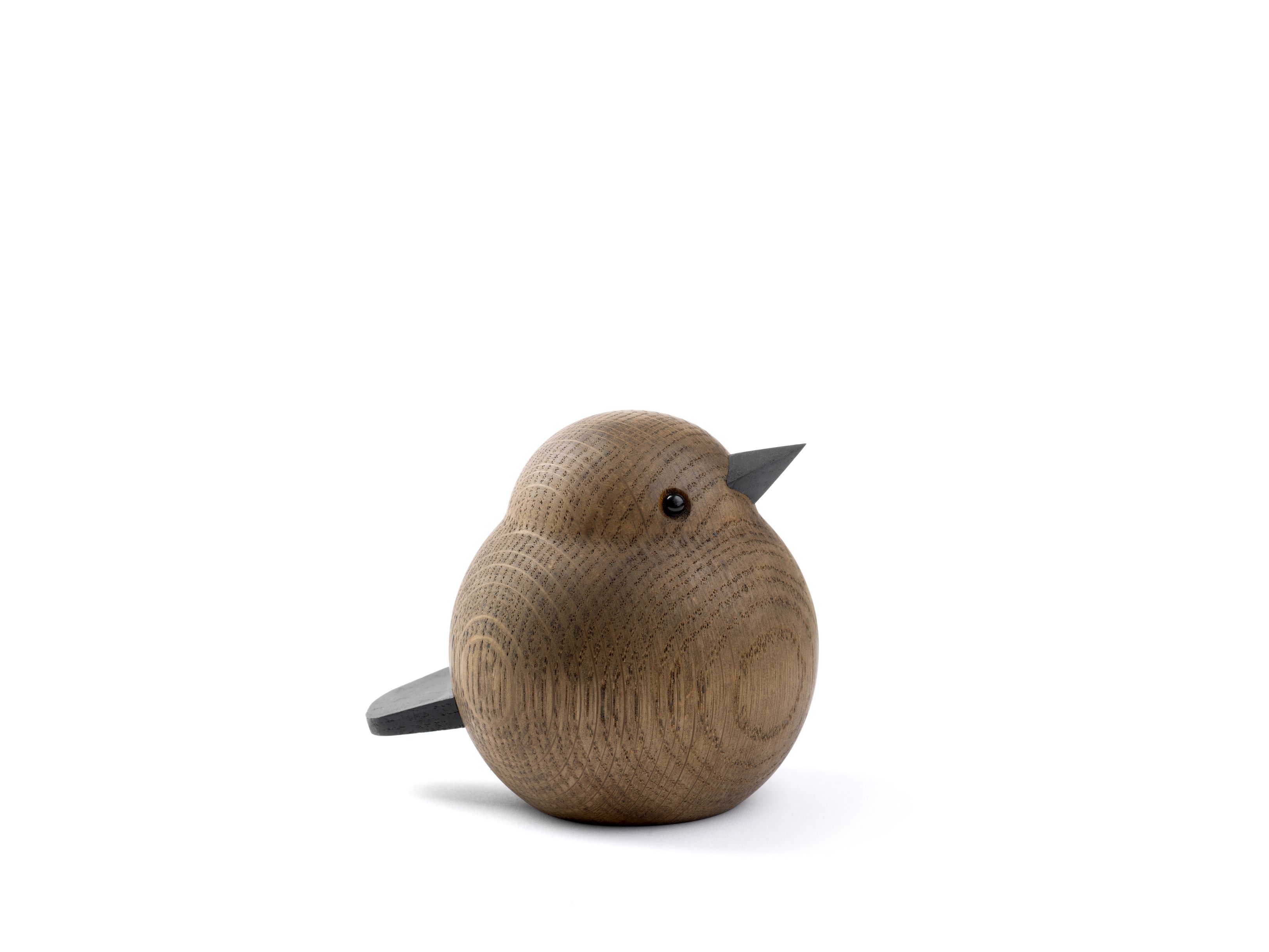 Sparrow Holzfigur: Rauchgebeizte Eiche Deko-Vogel von Novoform, minimalistisches Design für Wohnaccessoires.