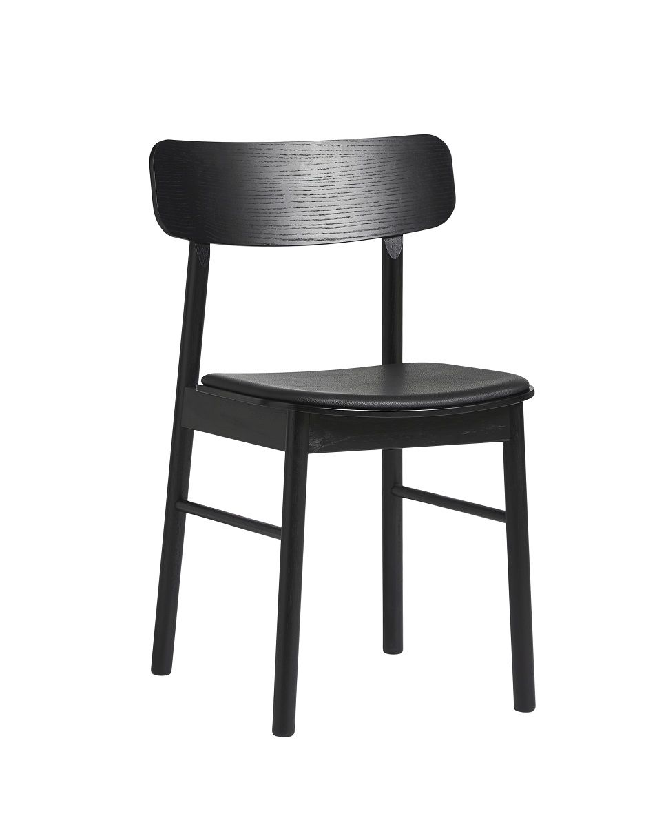Schwarzer Soma Dining Chair Stuhl von Woud mit gepolstertem Sitz, modernes Design für Esszimmer.