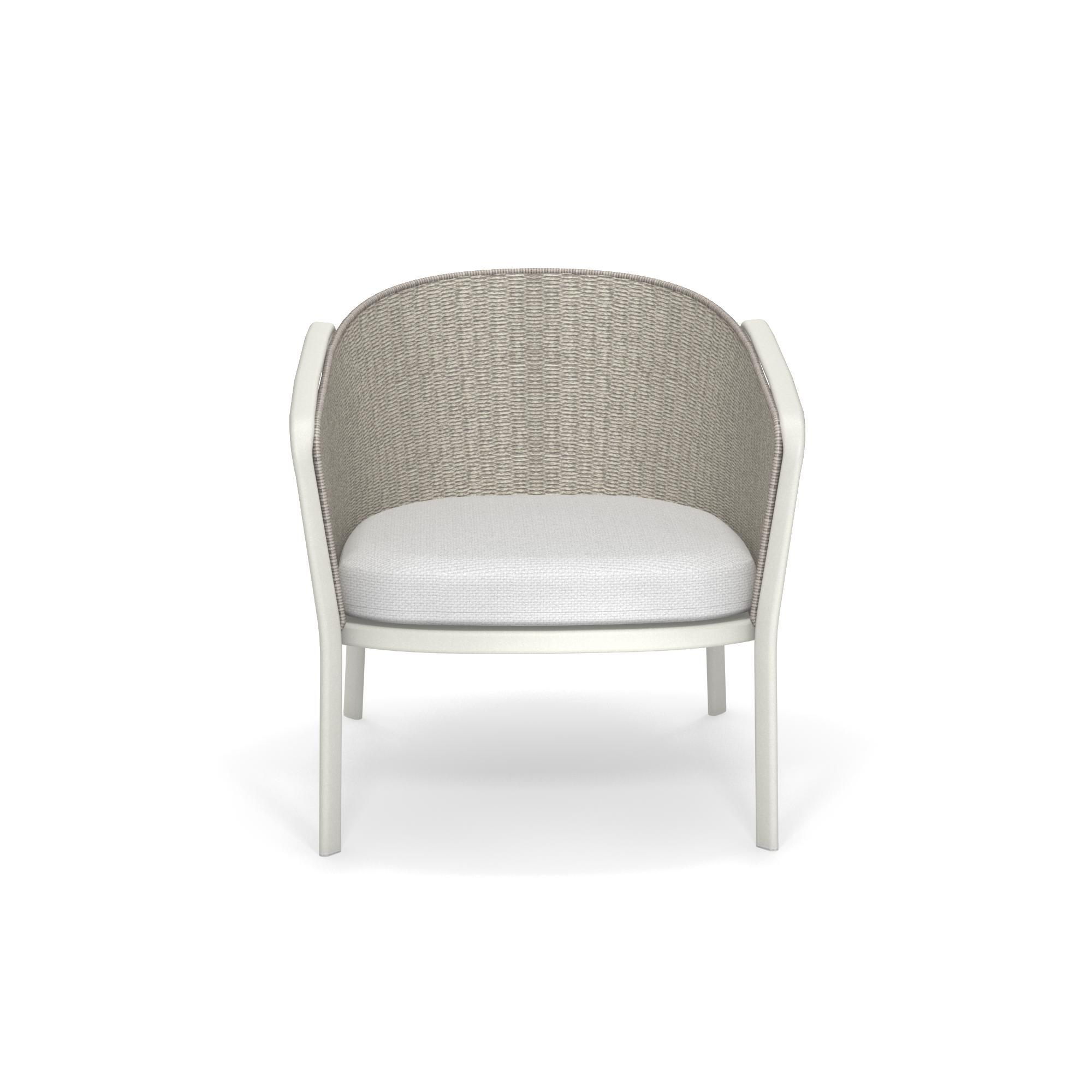 Carousel Loungesessel von Emu, weißes Gestell mit Melange Ivory Sitzfläche, Outdoor Möbel.