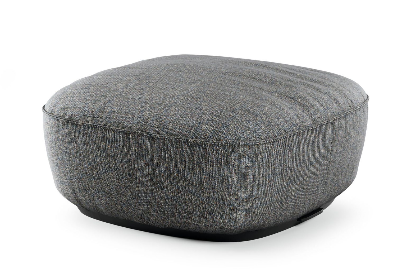 Grauer Ishino Hocker von Walter Knoll mit Stoffbezug und schwarzem Sockel.