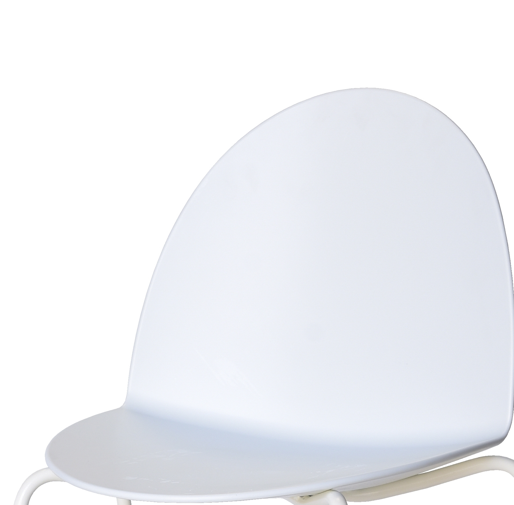 Detailaufnahme: Weißer Camel Stuhl mit Kufengestell von Segis, moderner Designstuhl für Esszimmer und Büro.