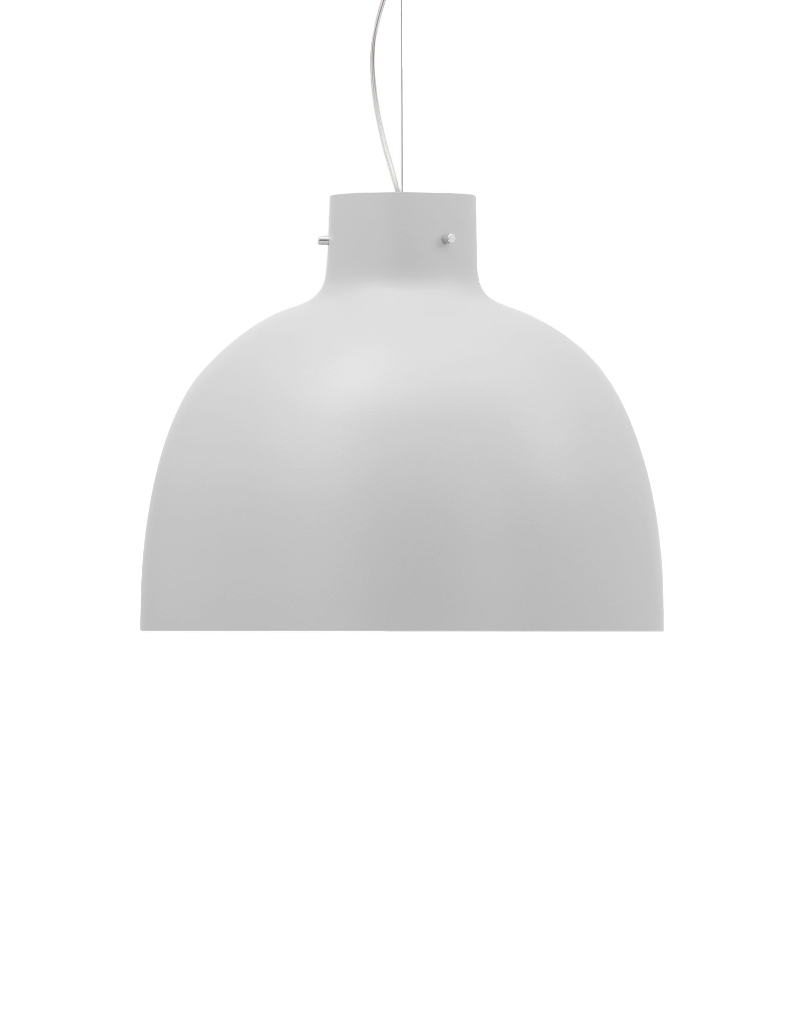 Weiße Bellissima Pendelleuchte von Kartell, moderne Hängelampe für Wohnzimmer und Esszimmer.