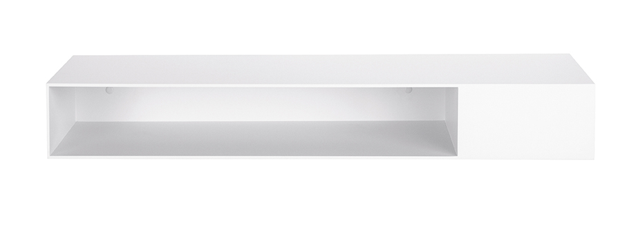 Weiße Match Konsole von Schönbuch, ein modernes Wandregal mit offenem Fach und geschlossenem Stauraum.