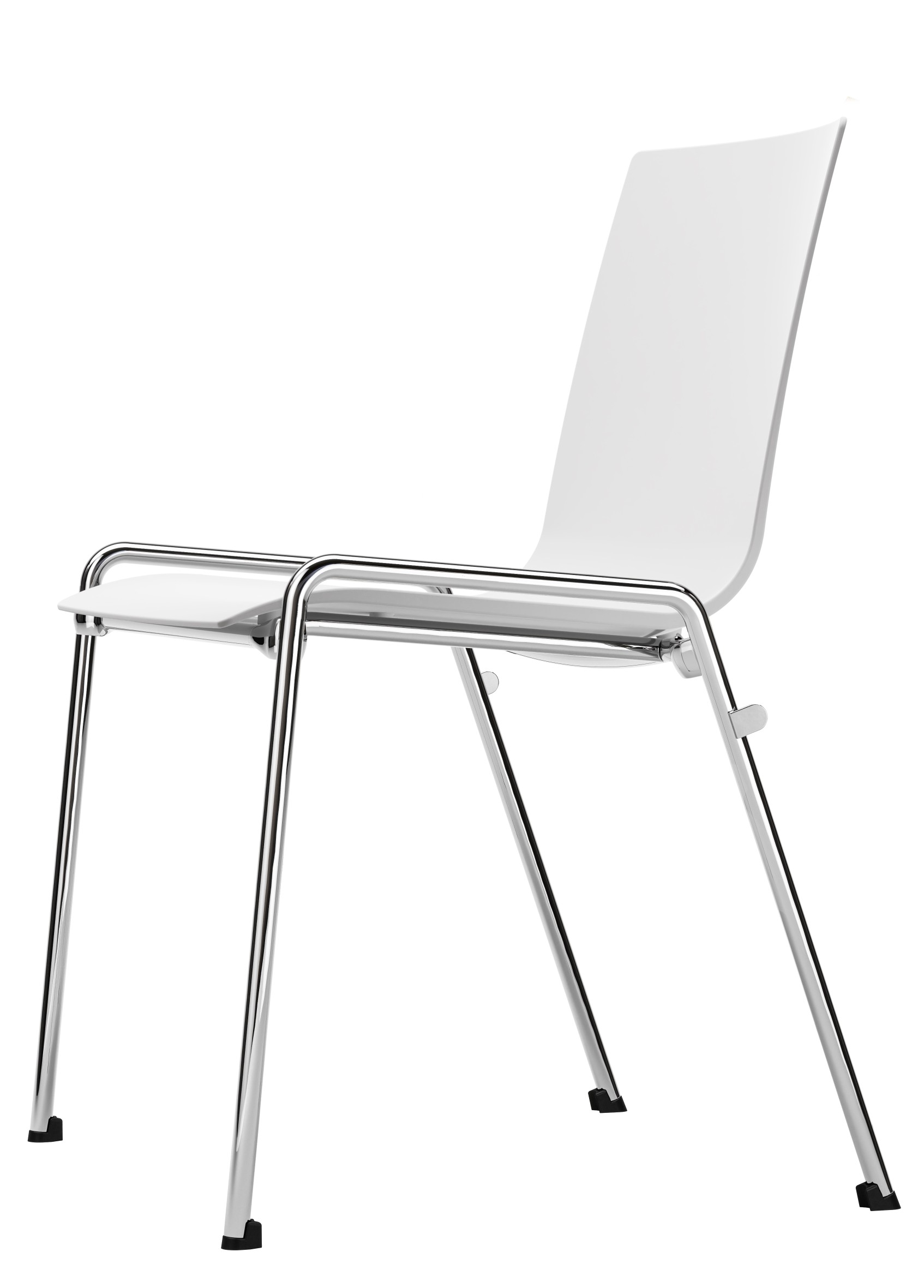 Weißer Thonet Stuhl S 260/A ohne Armlehne mit verchromtem Stahlrohrgestell, moderner Designstuhl für Büro und Wohnbereich.
