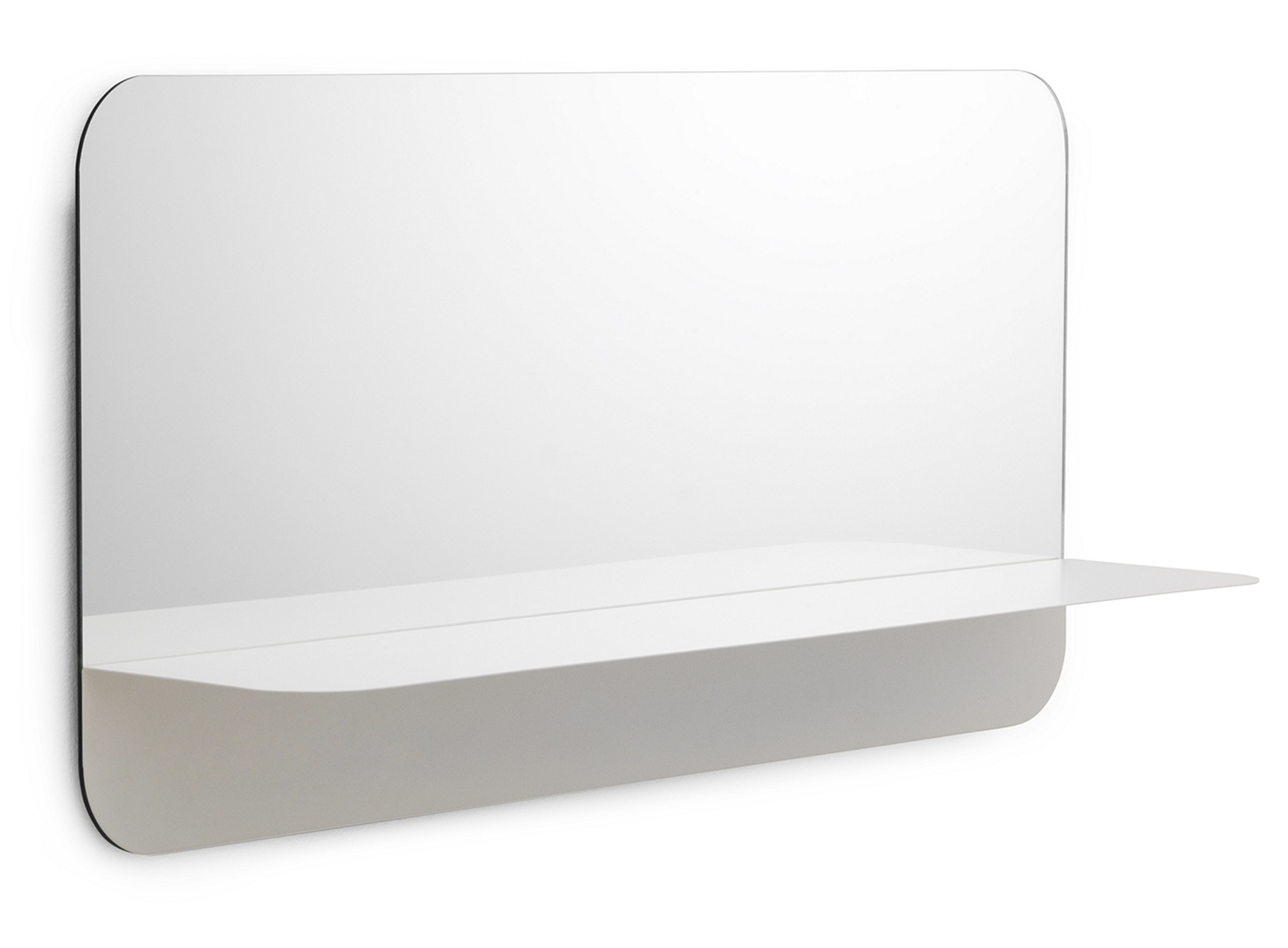 Horizontaler Horizon Spiegel von Normann Copenhagen mit Ablage in Weiß.