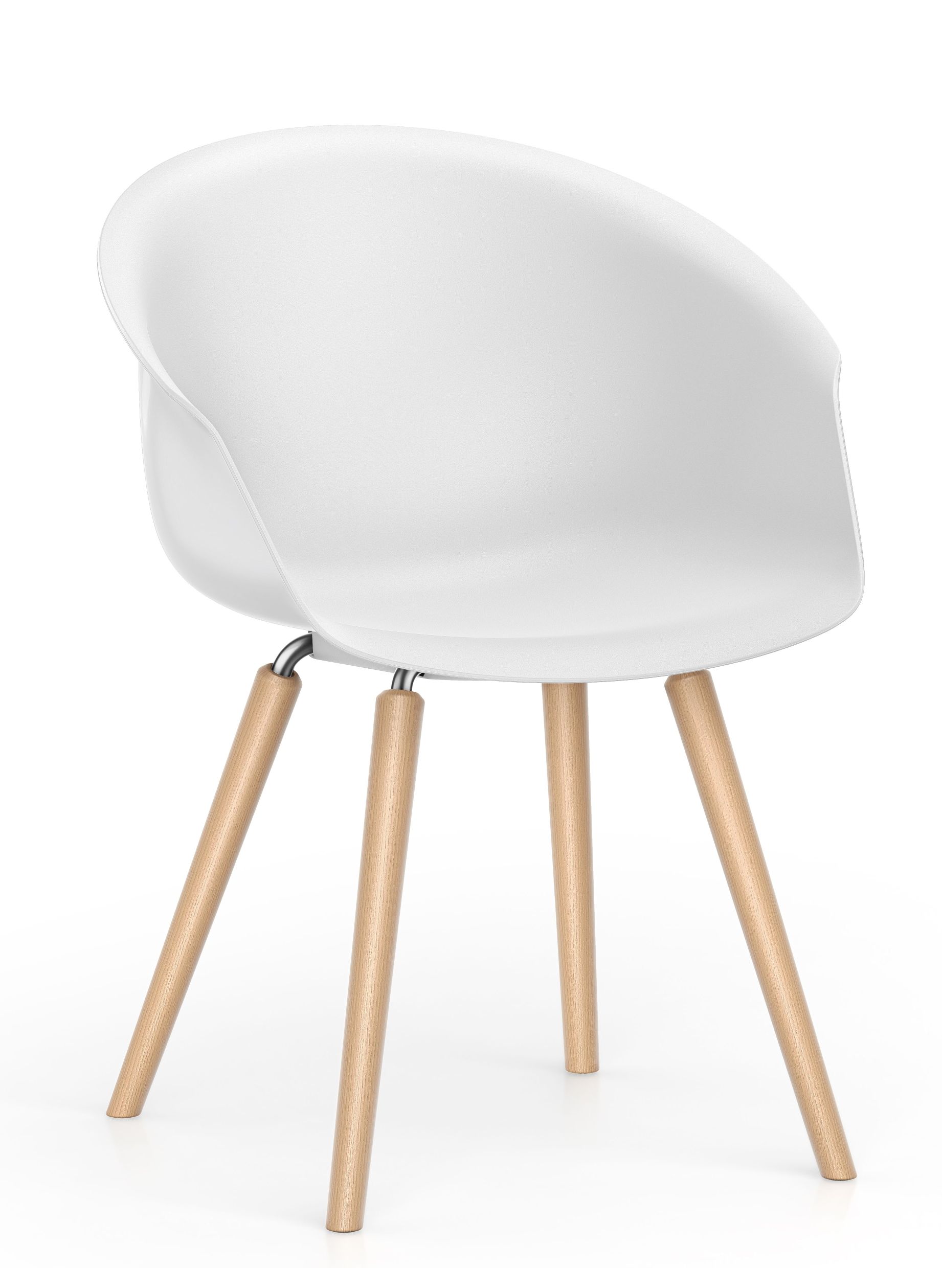 Weißer Interstuhl Clubsessel "Shuffle" mit Holzbeinen, moderner Sessel für Büro und Wohnbereich.