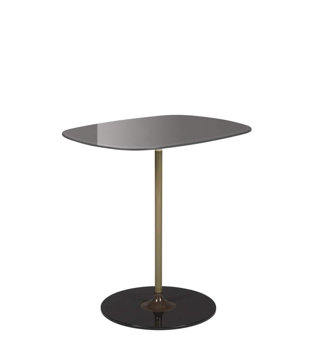 Grauer Thierry 4042 Tisch von Kartell: Moderner Beistelltisch mit runder Basis und grauer Tischplatte.