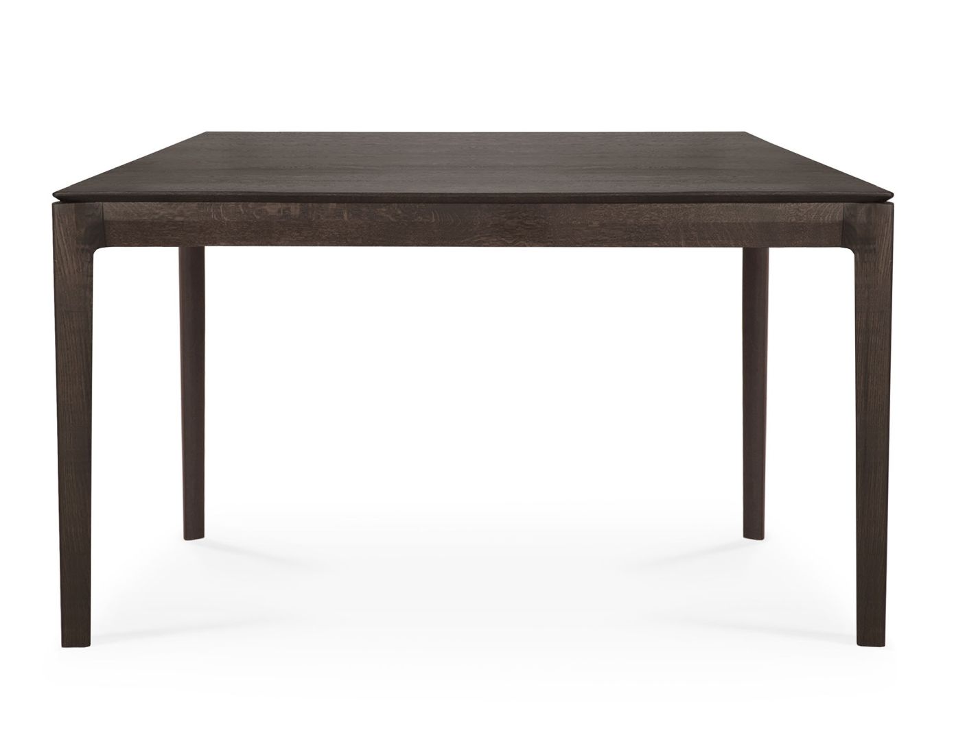 Ethnicraft Bok Tisch: Quadratischer Esstisch aus braun lackiertem Eichenholz, modernes Design.