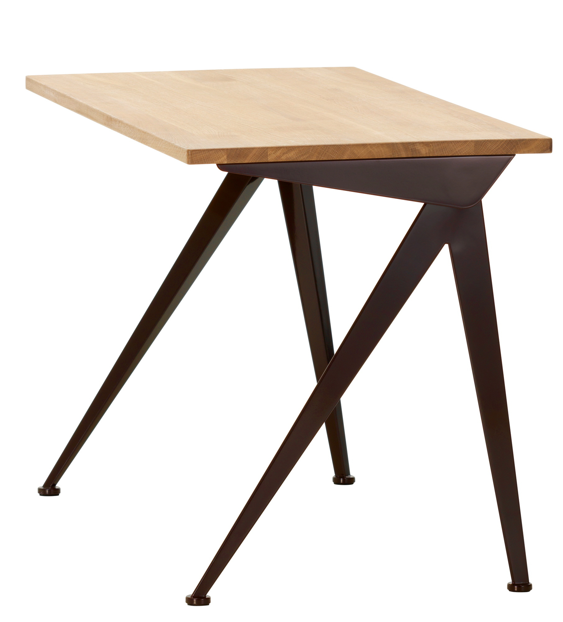 Compas Direction Schreibtisch von Vitra mit heller Holzplatte und braunem Metallgestell. Moderner Bürotisch.