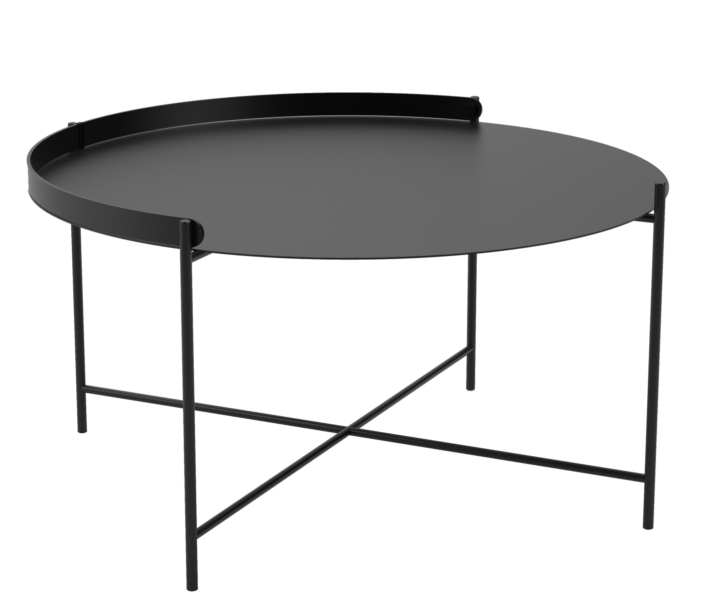Schwarzer Edge Tray Table Beistelltisch von Houe, groß, mit runder Tischplatte und Metallgestell.