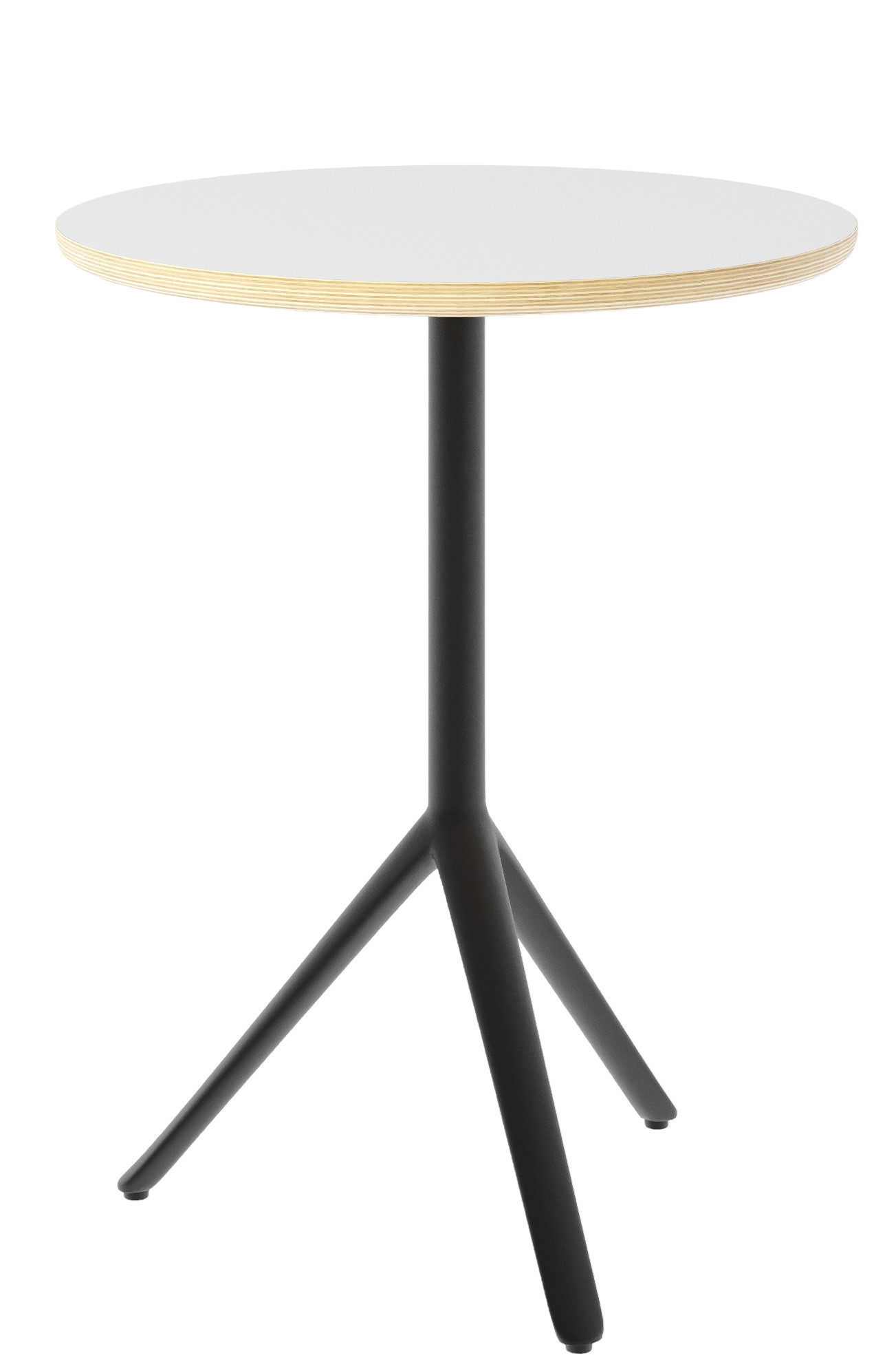 Coco High Beistelltisch von Müller Möbelwerkstätten mit weißer Tischplatte und schwarzem Fuß.