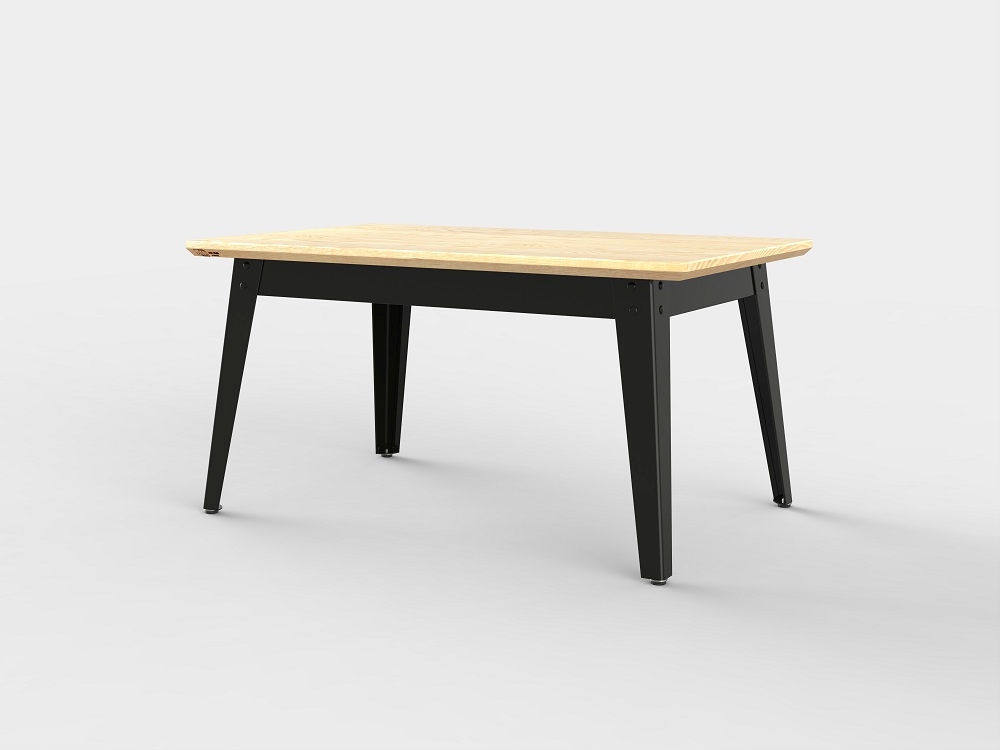 6Grad Couchtisch Jan Cray mit Esche Natur Tischplatte und schwarzem Metallgestell. Moderner Wohnzimmertisch.