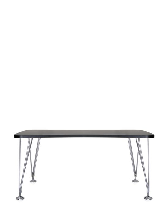Schwarzer Max Tisch von Kartell mit Chrombeinen, ideal als Esstisch oder Schreibtisch.