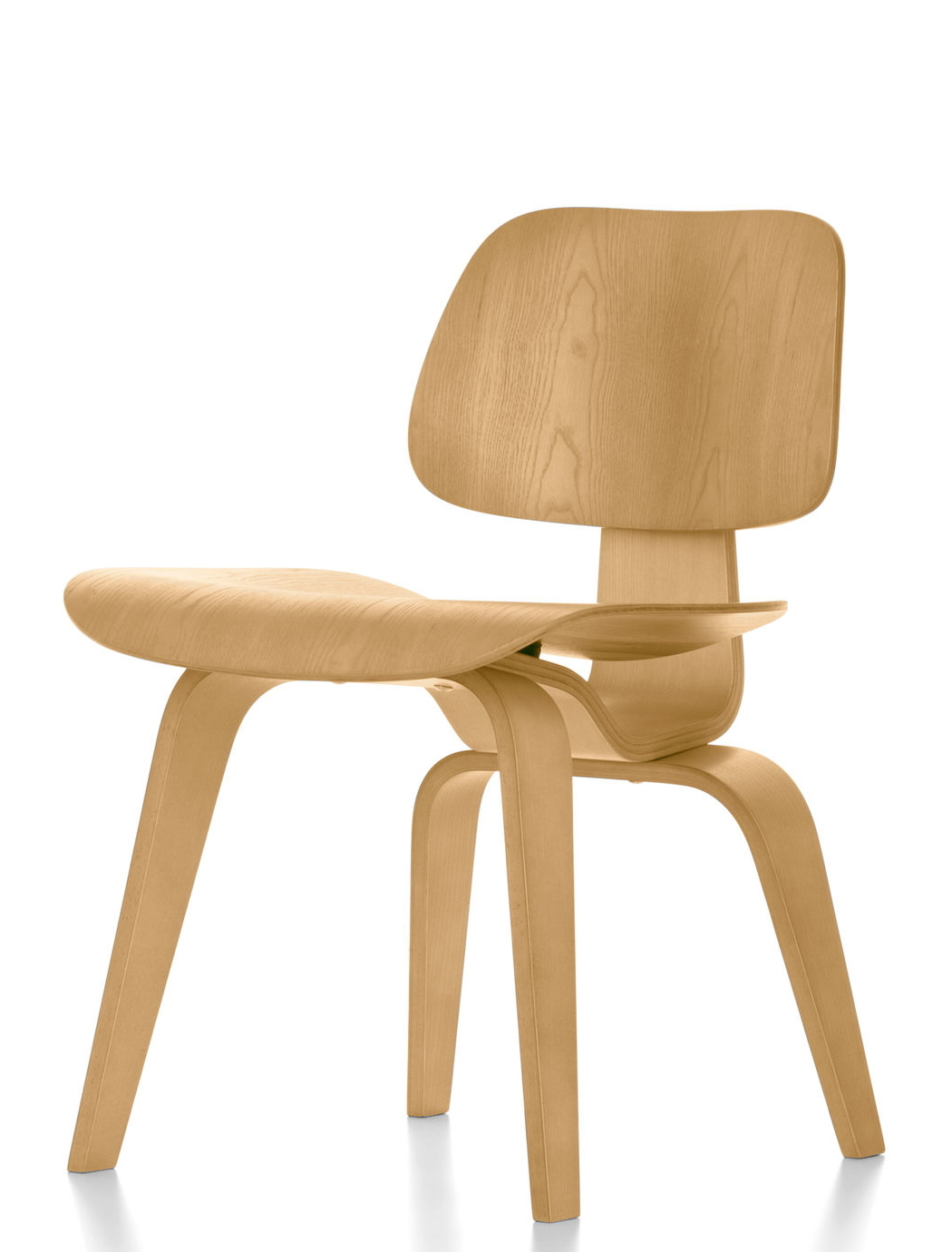 Vitra Plywood Group DCW Holzstuhl: Formholzstuhl in natürlicher Holzfarbe, Designklassiker.