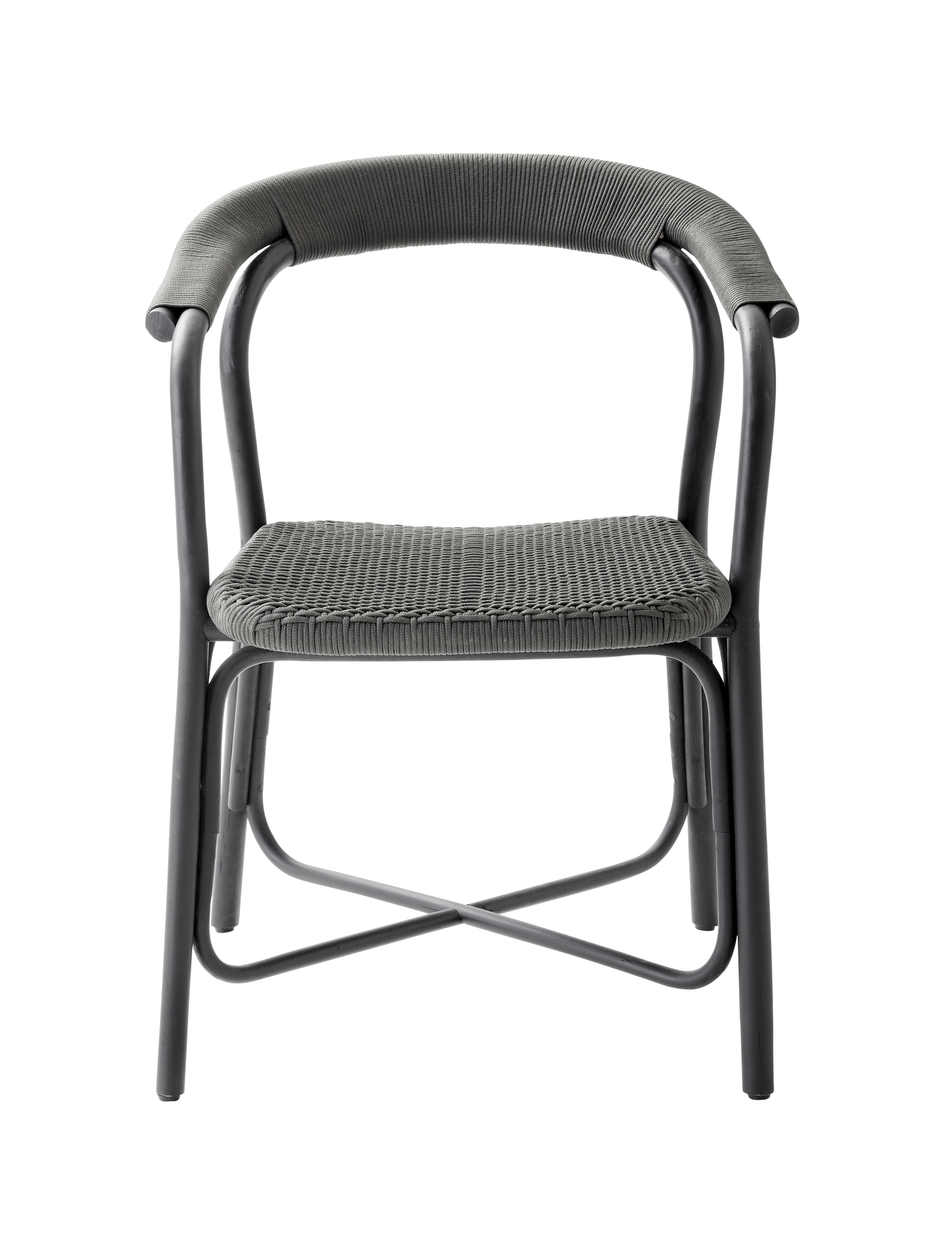 Noble Stuhl von Cane-Line, graues Geflecht, Metallgestell, moderner Gartenstuhl für den Außenbereich.