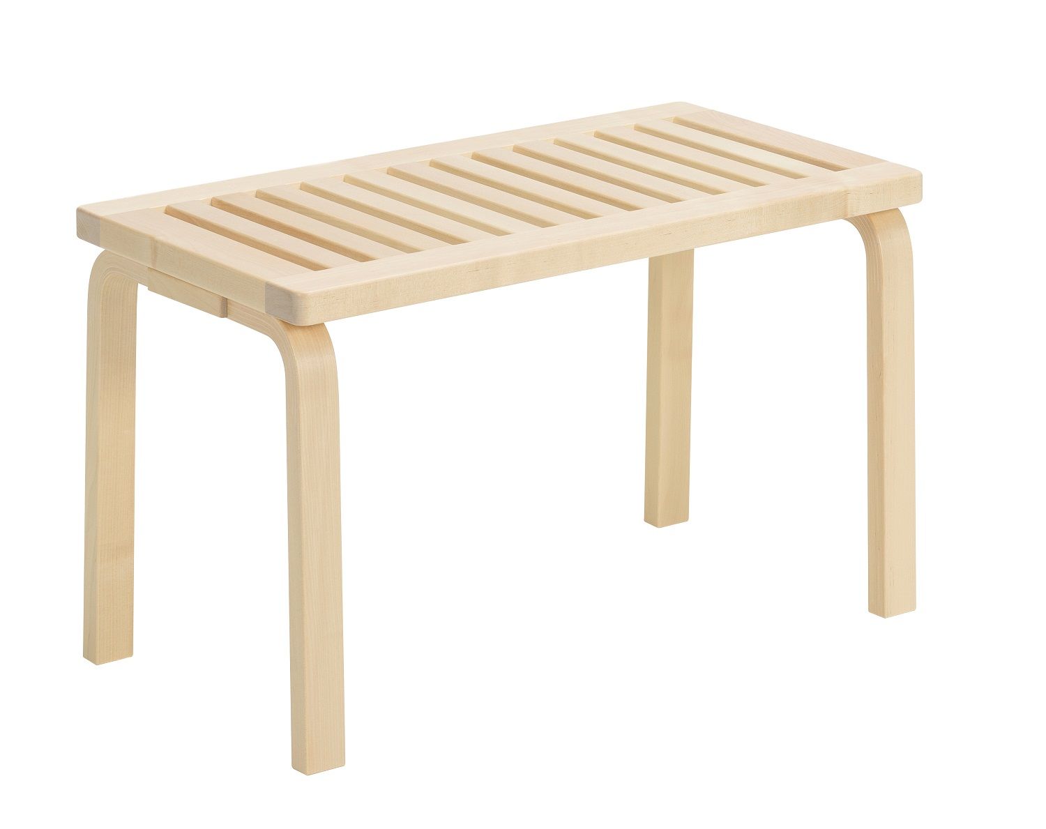 Artek Bank 153B aus hellem Birkenholz mit Lattenrost-Sitzfläche, modernes Design für Wohnbereich und Flur.