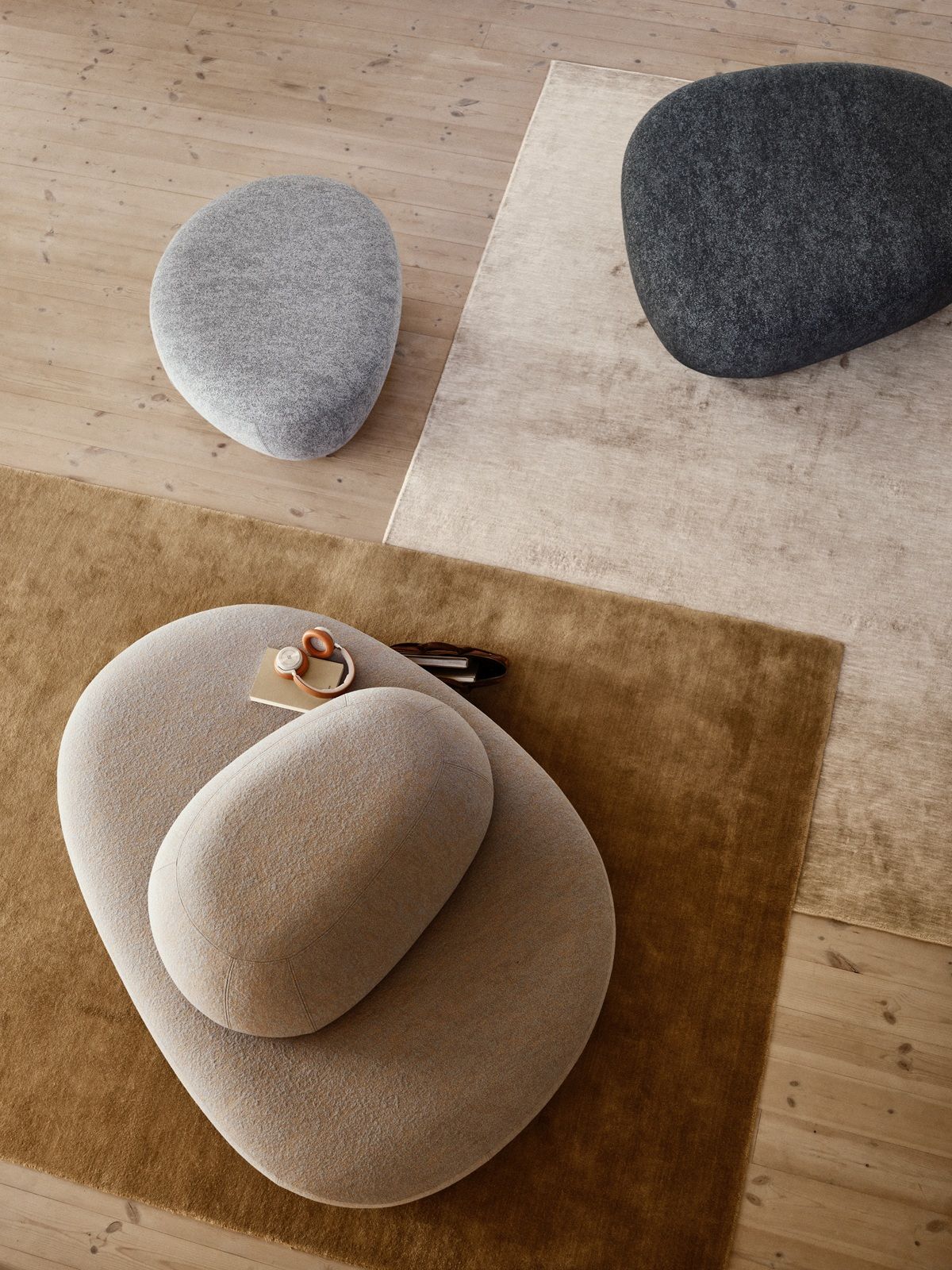 Sisters Pouf Hocker mit Rückenlehne Softline
