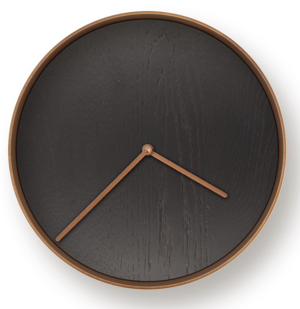 MJ01 Wanduhr Klein Janua Kupfer - Eiche schwarz lackiert