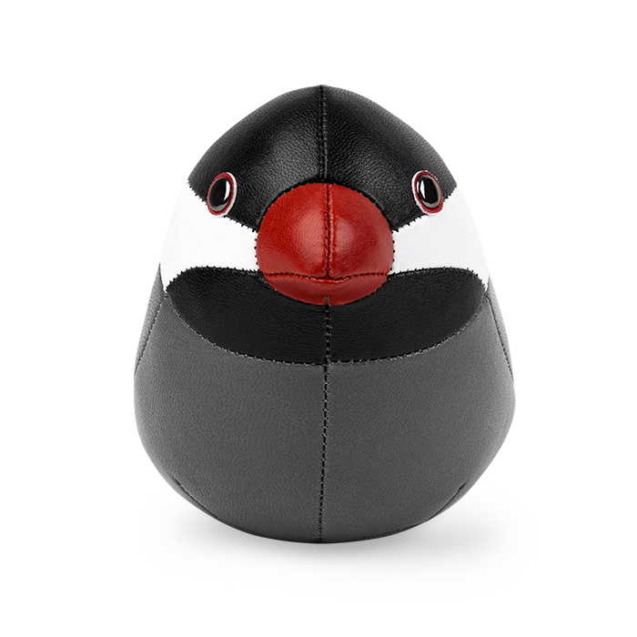 Java Spatz Briefbeschwerer von Züny: Schwarzer, lederartiger Deko-Spatz als Briefbeschwerer oder Türstopper.