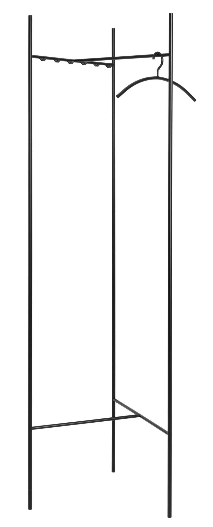 Schwarzer Sketch Garderobenständer von Schönbuch mit Kleiderbügel und Stange für Jacken, Mäntel und Kleidung.