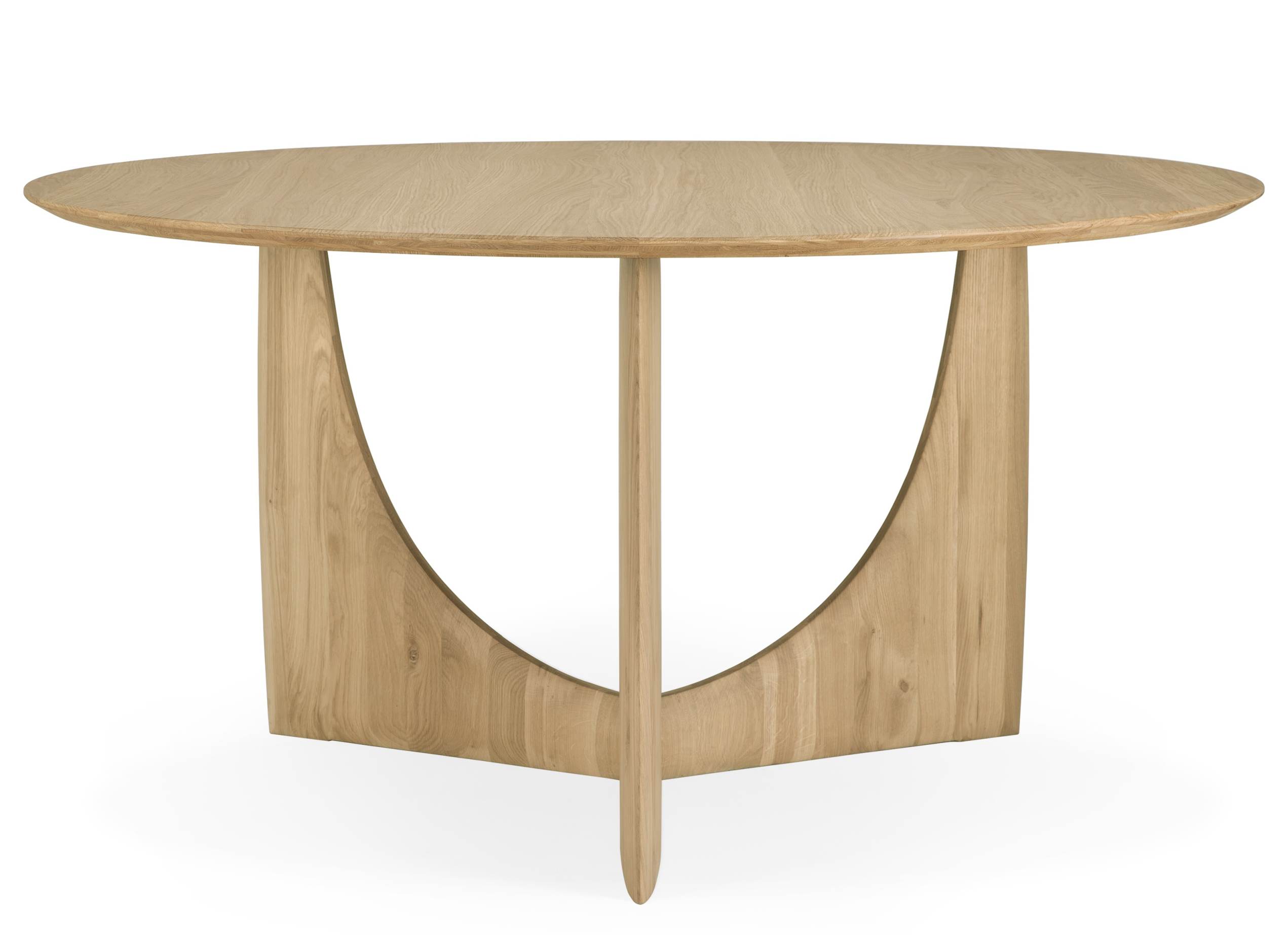 Runder Esstisch aus Eichenholz mit geometrischem Untergestell von Ethnicraft. Moderner Holztisch für Esszimmer.