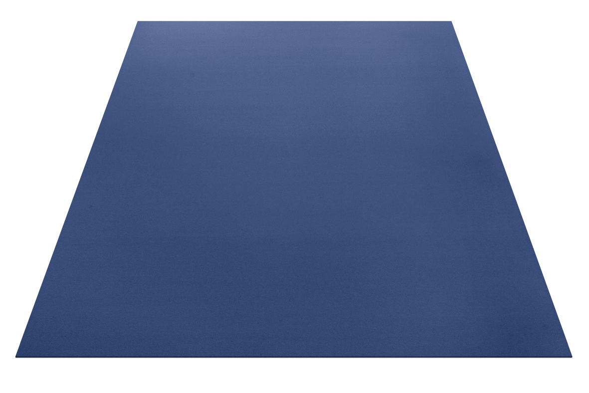 Rechteckiger, blauer Hey Sign Teppich aus Wollfilz, geeignet für Wohnzimmer und Schlafzimmer.